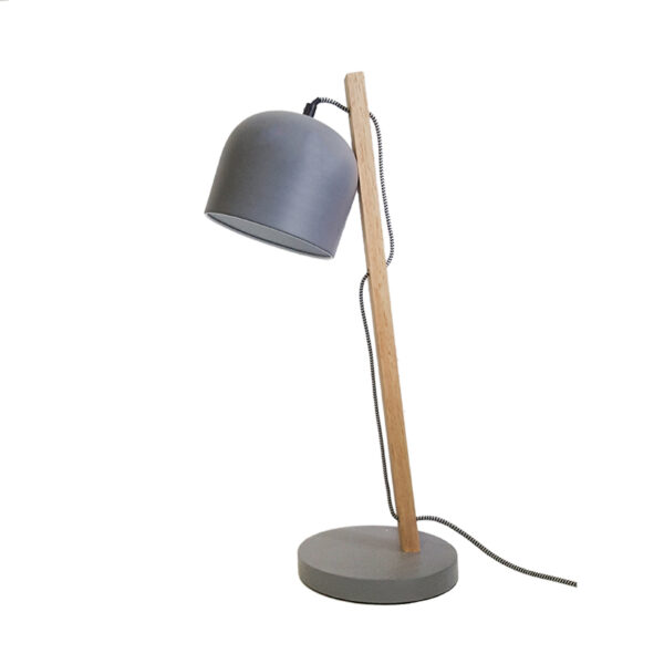 Lampada da scrivania grigia con gambo non inclinabile