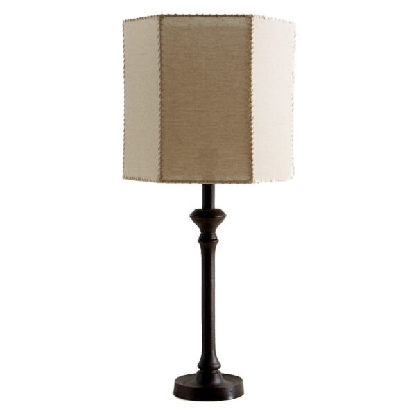 Lampada da tavolo classica con base in ferro e cappello crema