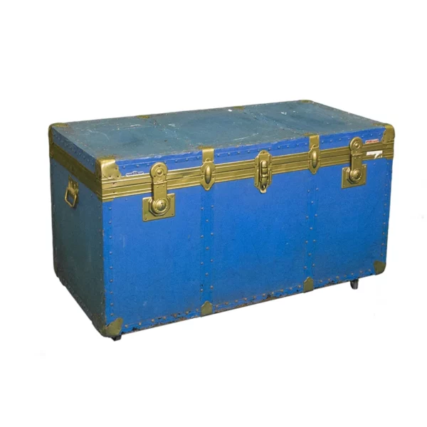 Baule vintage colore blu 109x54x63cm