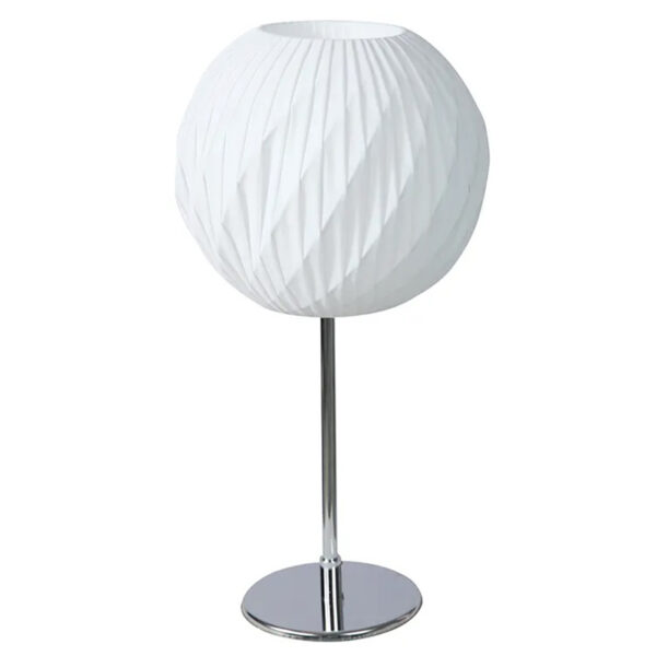 Lampada da tavolo con paralume tondo bianco