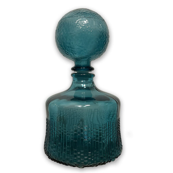 Bottiglia decorativa in vetro blu con tappo