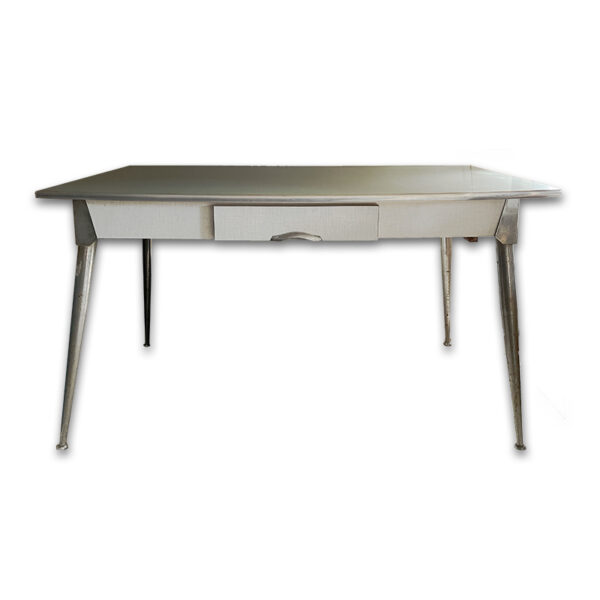 Cucina in formica verde acqua con credenza, pensili, tavolo e 2 sedie - immagine 5
