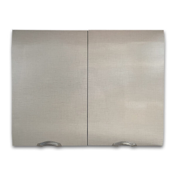 Cucina in formica verde acqua con credenza, pensili, tavolo e 2 sedie - immagine 3