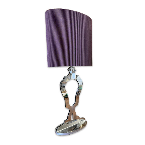 Lampada da tavolo aurea base oro e paralume porpora