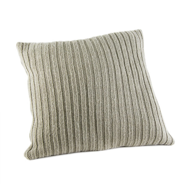 Cuscino con rivestimento in lana con motivo a coste color beige