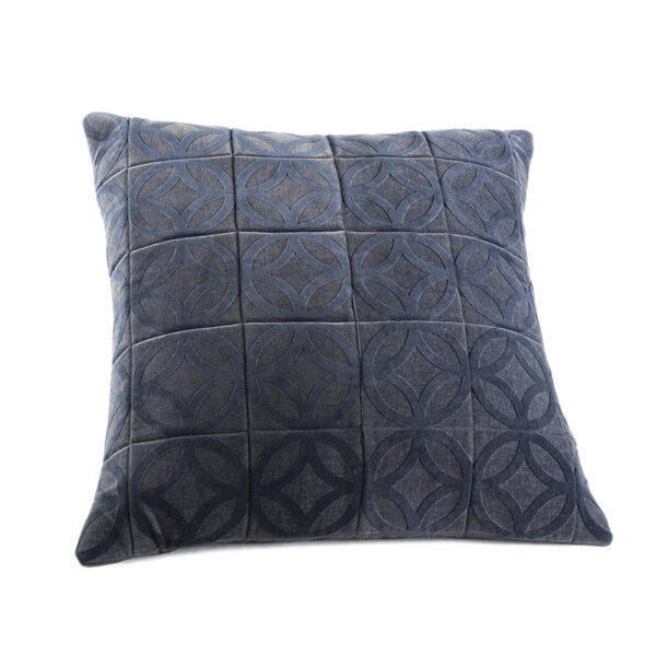 Cuscino con rivestimento in velluto grigio antracite con pattern a laser