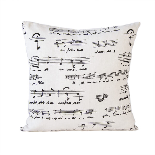 Cuscino con rivestimento in tessuto di cotone con fantasia musicale