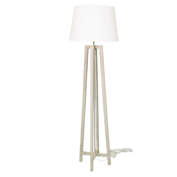 Piantana con base in legno naturale