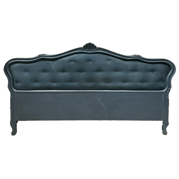 Testiera letto matrimoniale in legno con imbottitura blu o ecrù