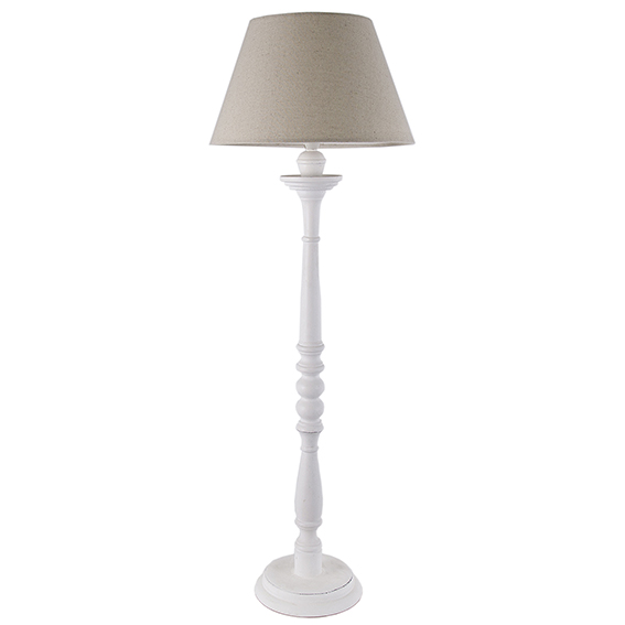 Lampada in stile country con base di legno bianca