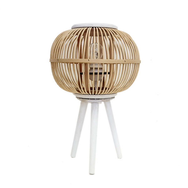 Lampada da tavolo in legno bianco e naturale