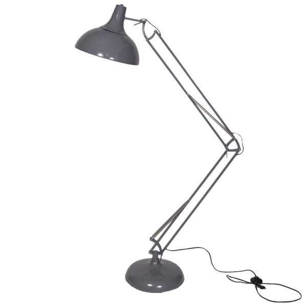 Lampada da terra in stile industriale in metallo grigio