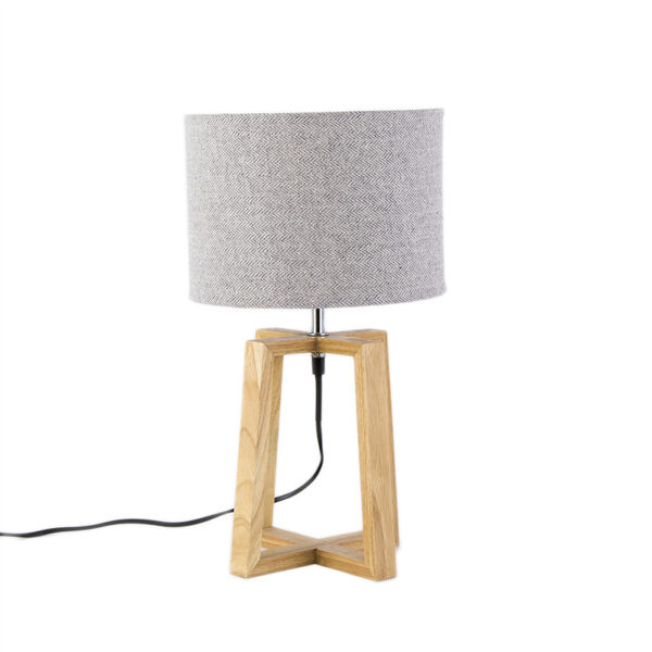 Lampada in legno e tessuto grigio