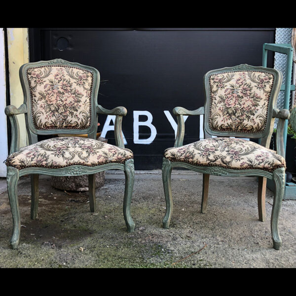 Poltroncine Barok verdi con rivestimento in Gobelin - immagine 2