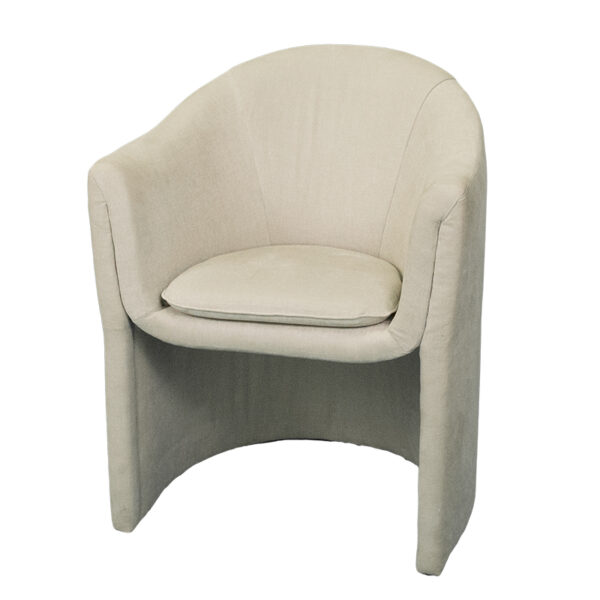 Poltroncina di design con rivestimento in tessuto grigio  chiaro