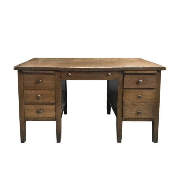 Scrivania con 6 cassetti in legno color noce
