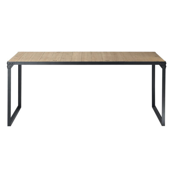 Tavolo da pranzo, piano legno chiaro, struttura metallo nero 180x90cm