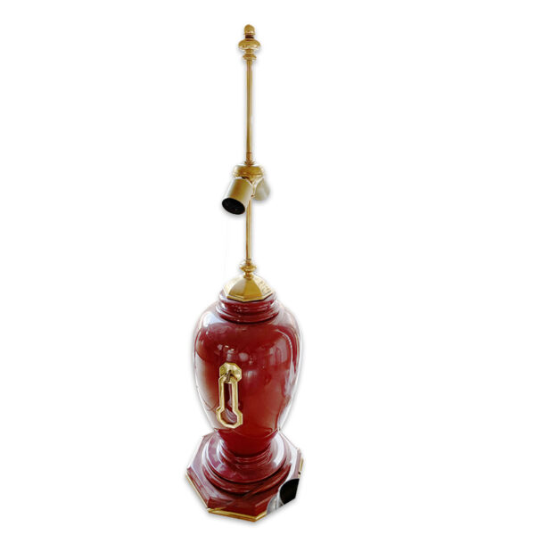 Lampada da tavolo in porcellana con gambo in ottone
