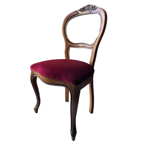 Sedie '800 in legno rivestite in velluto rosso