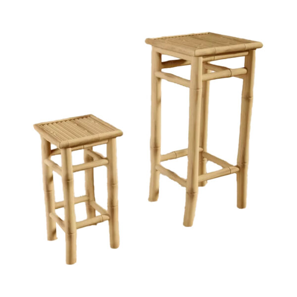 Coppia tavolini in bamboo, alto e basso
