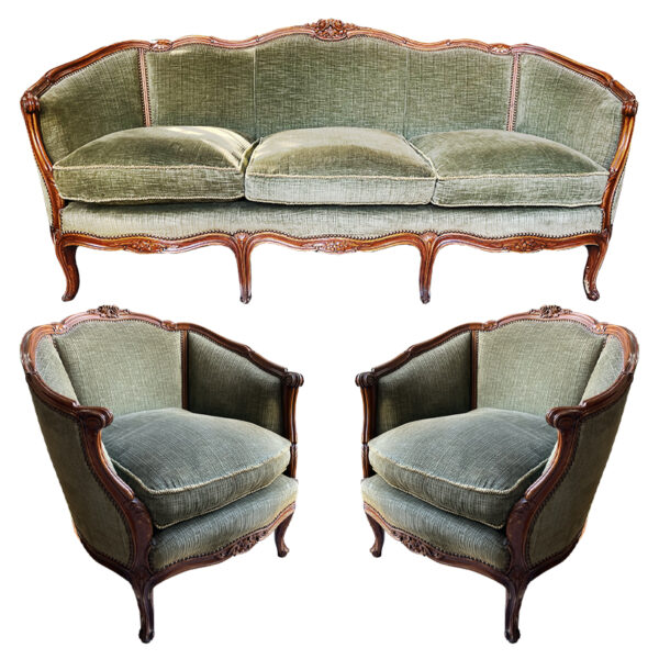 Salotto stile Luigi Filippo anni '50 verde