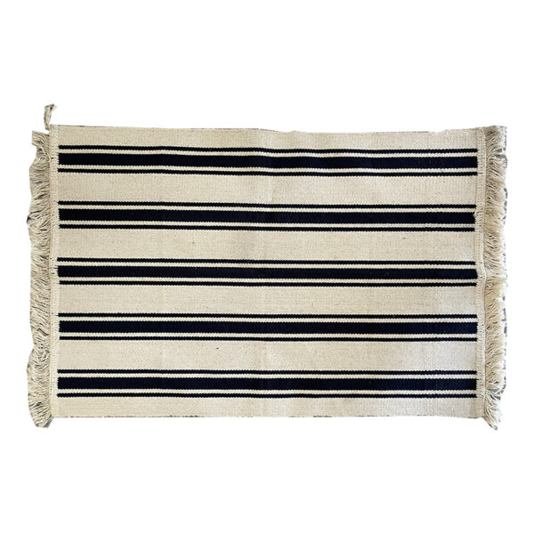 Tappeto a righe beighe e nero 55x85cm