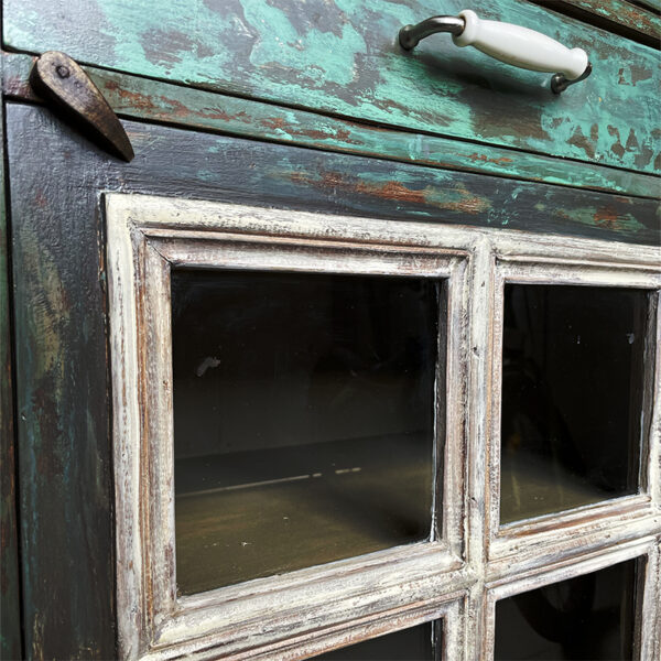 Credenza porta bottiglie provenzale decorata 113,5x72x44cm - immagine 3