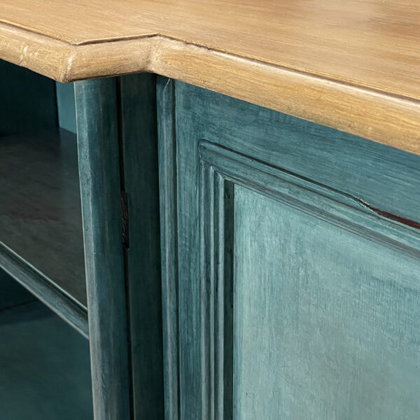 Buffet eclettico verde petrolio e legno 210x40x76cm - immagine 2