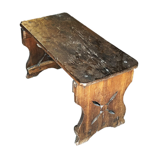 Panca antica in legno massello con intagli - immagine 2