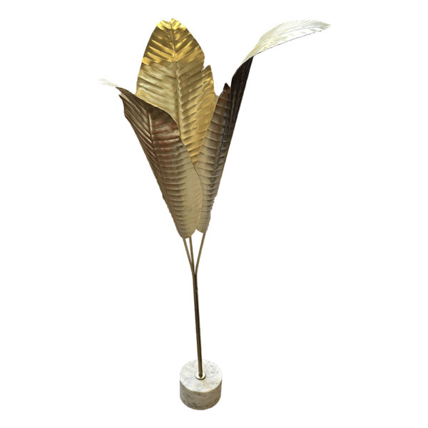 Foglie di banano dorate con base in marmo H120cm