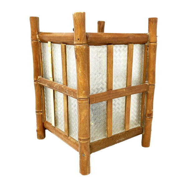 Lanterna in bamboo e vetro rigato
