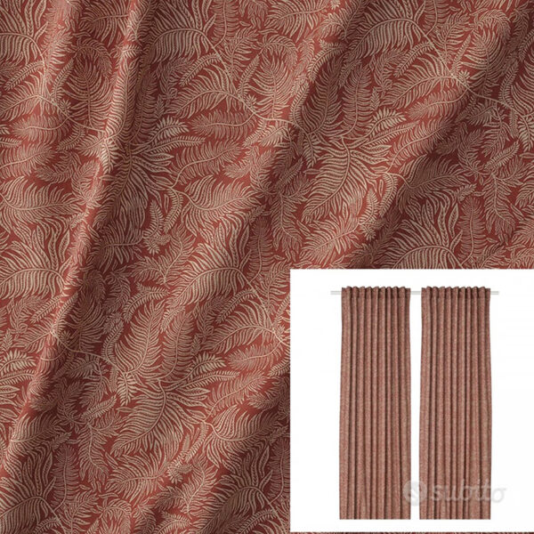 Tende coprenti ruggine fantasia fogliare H300x145cm - immagine 2