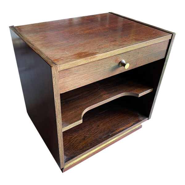 Comodini anni '60-70 rivastiti in palissandro e ottone
