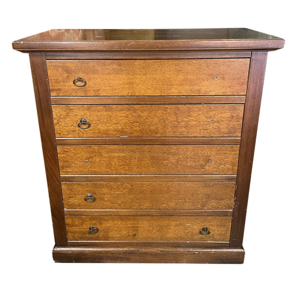 Settimino da 5 cassetti in noce L90xP40xH97cm