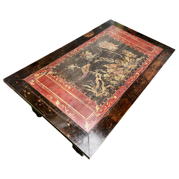 Tavolino da salotto con decorazioni a mano L140xP82xH50cm - immagine 2