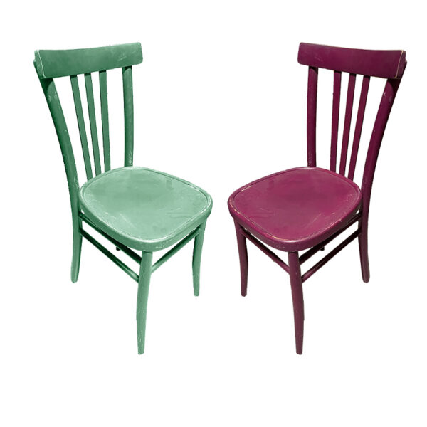 Coppia sedie Milano, colori fucsia e verde