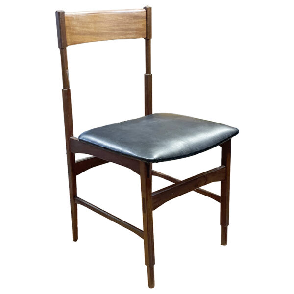 Sedia svedese con seduta in pelle nera