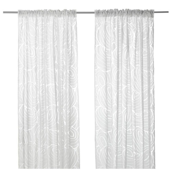 Tende filtranti decorate bianche Ikea H280x140cm