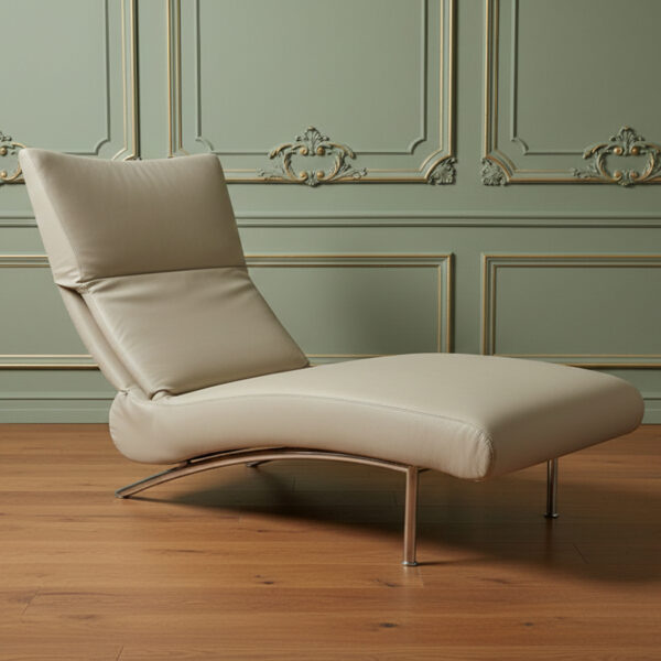 Chaise longue Bonaldo in ecopelle beige, schienale richiudibile