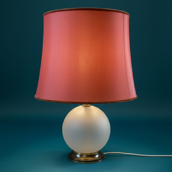 Abat-jour mid century in vetro satinato e ottone