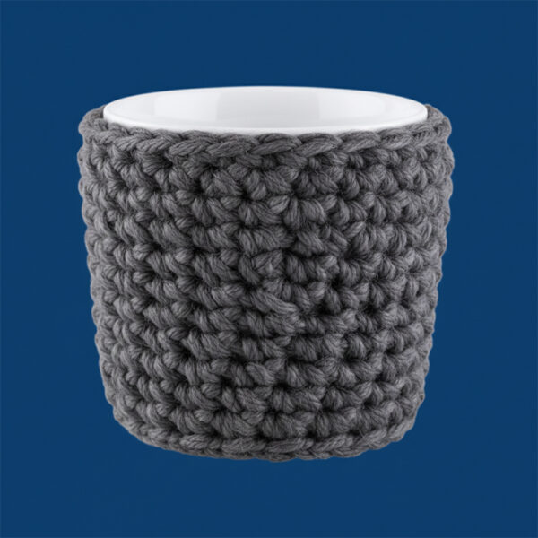 Cachepot in ceramica rivestita di lana grigio antracite